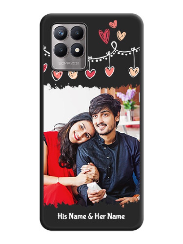 Custom Pink Love Hangings with Name on Space Black Custom Soft Matte Phone Cases - Realme 8i