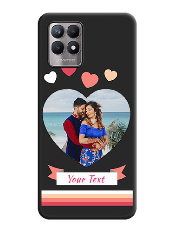Custom Love Shaped Photo with Colorful Stripes on Personalised Space Black Soft Matte Cases - Realme 8i