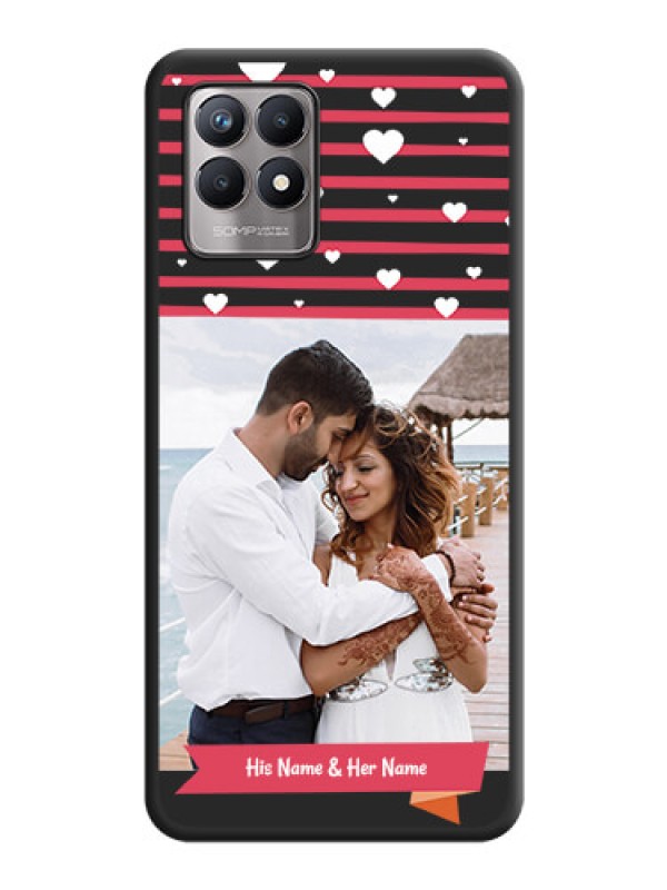 Custom White Color Love Symbols with Pink Lines Pattern on Space Black Custom Soft Matte Phone Cases - Realme 8i