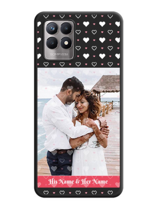 Custom White Color Love Symbols with Text Design on Photo on Space Black Soft Matte Phone Cover - Realme 8i