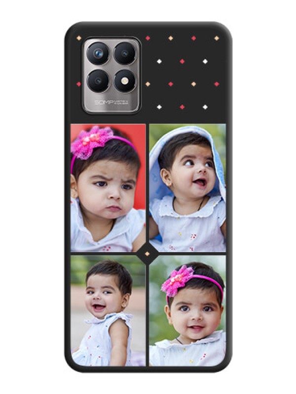 Custom Multicolor Dotted Pattern with 4 Image Holder on Space Black Custom Soft Matte Phone Cases - Realme 8i