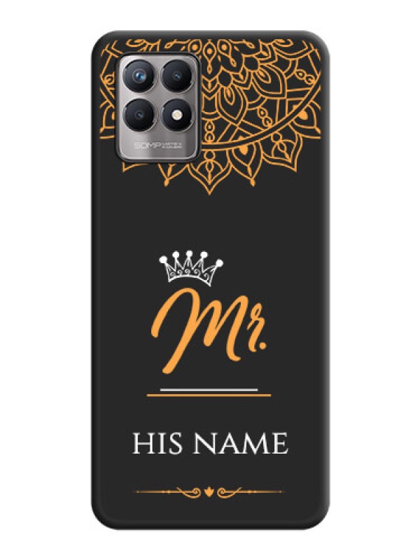 Custom Mr Name with Floral Design  on Personalised Space Black Soft Matte Cases - Realme 8i