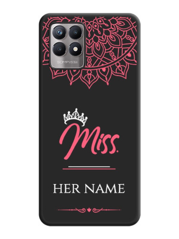Custom Mrs Name with Floral Design on Space Black Personalized Soft Matte Phone Covers - Realme 8i