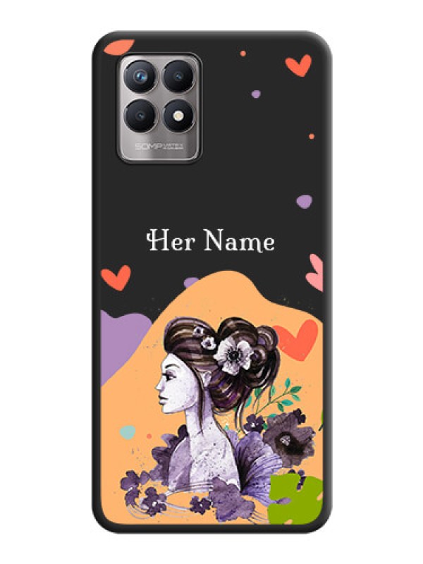 Custom Namecase For Her With Fancy Lady Image On Space Black Personalized Soft Matte Phone Covers -Realme 8I