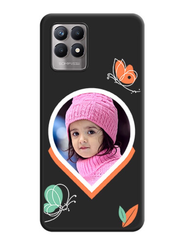 Custom Upload Pic With Simple Butterly Design On Space Black Personalized Soft Matte Phone Covers -Realme 8I