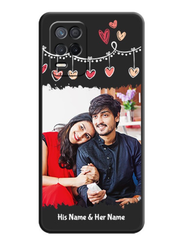 Custom Pink Love Hangings with Name on Space Black Custom Soft Matte Phone Cases - Realme 8s 5G