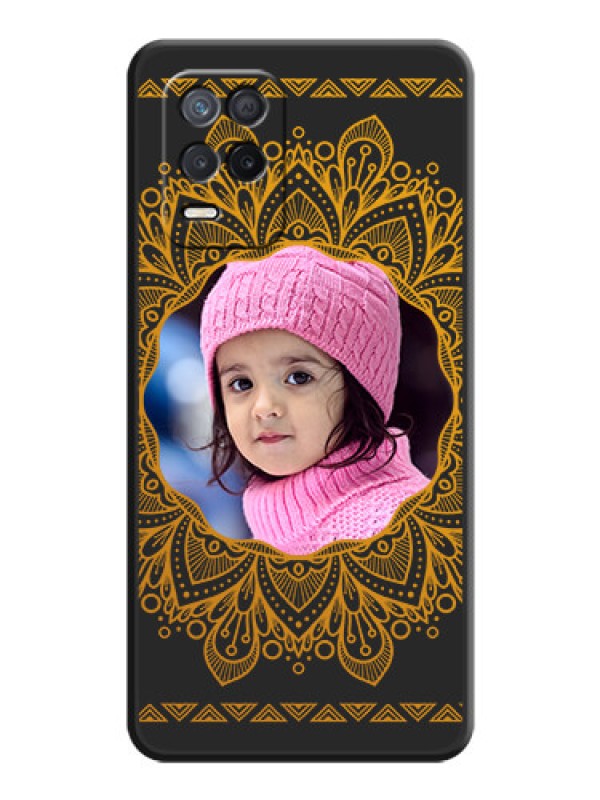 Custom Round Image with Floral Design on Photo on Space Black Soft Matte Mobile Cover - Realme 8s 5G