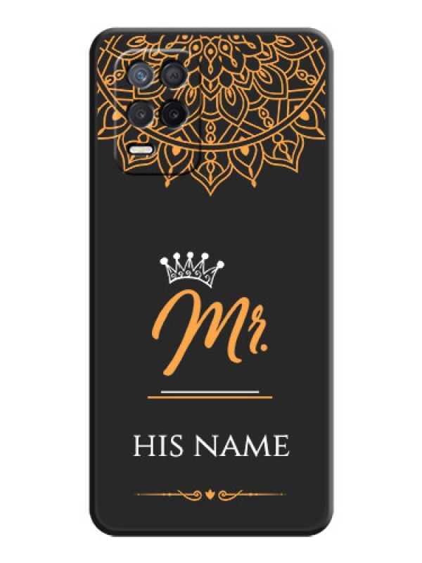 Custom Mr Name with Floral Design  on Personalised Space Black Soft Matte Cases - Realme 8s 5G