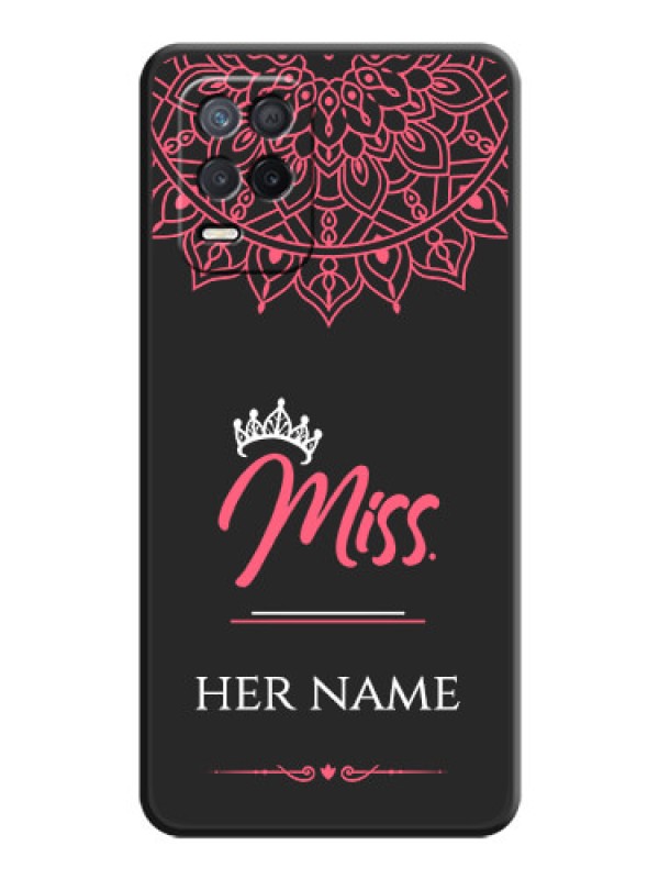 Custom Mrs Name with Floral Design on Space Black Personalized Soft Matte Phone Covers - Realme 8s 5G