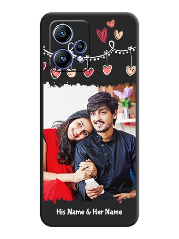 Custom Pink Love Hangings with Name on Space Black Custom Soft Matte Phone Cases - Realme 9 4G
