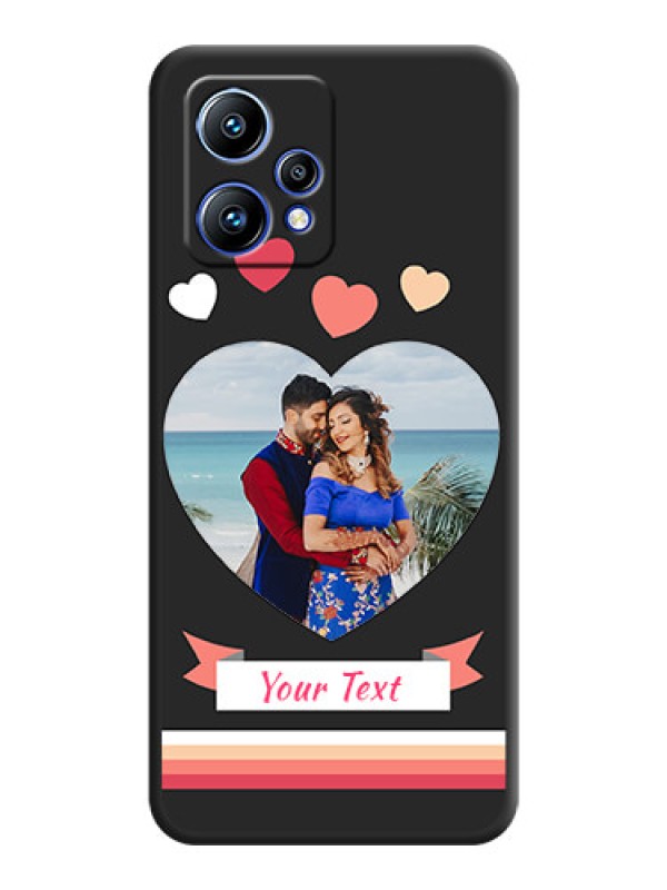 Custom Love Shaped Photo with Colorful Stripes on Personalised Space Black Soft Matte Cases - Realme 9 4G