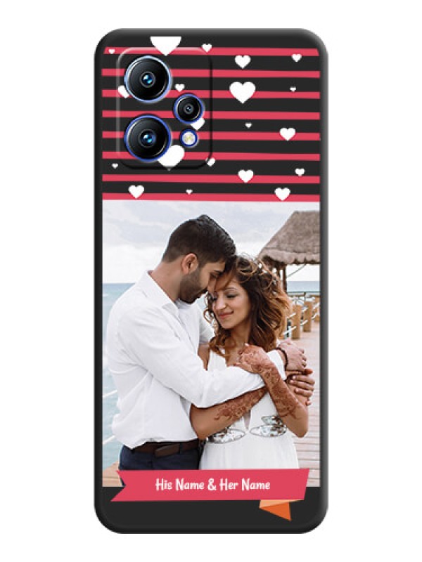 Custom White Color Love Symbols with Pink Lines Pattern on Space Black Custom Soft Matte Phone Cases - Realme 9 4G