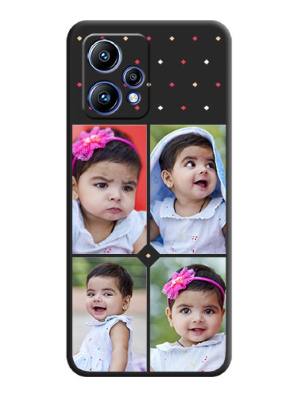 Custom Multicolor Dotted Pattern with 4 Image Holder on Space Black Custom Soft Matte Phone Cases - Realme 9 4G