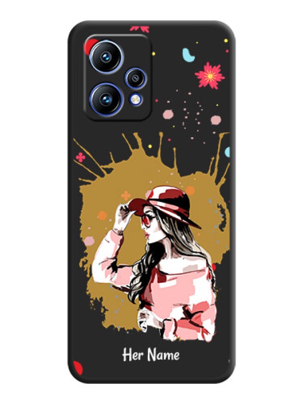 Custom Mordern Lady With Color Splash Background With Custom Text On Space Black Personalized Soft Matte Phone Covers -Realme 9 4G