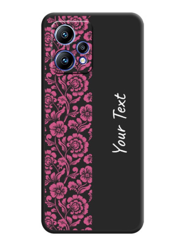 Custom Pink Floral Pattern Design With Custom Text On Space Black Personalized Soft Matte Phone Covers -Realme 9 4G