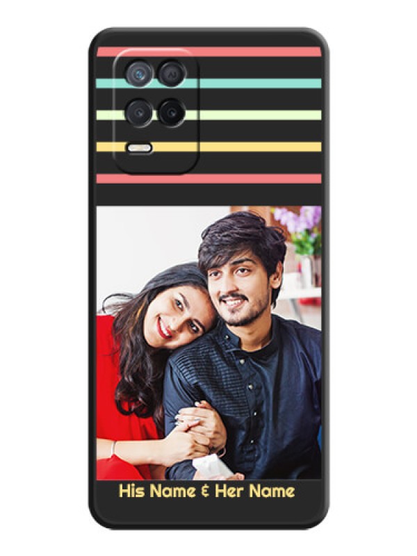 Custom Color Stripes with Photo and Text on Photo on Space Black Soft Matte Mobile Case - Realme 9 5G