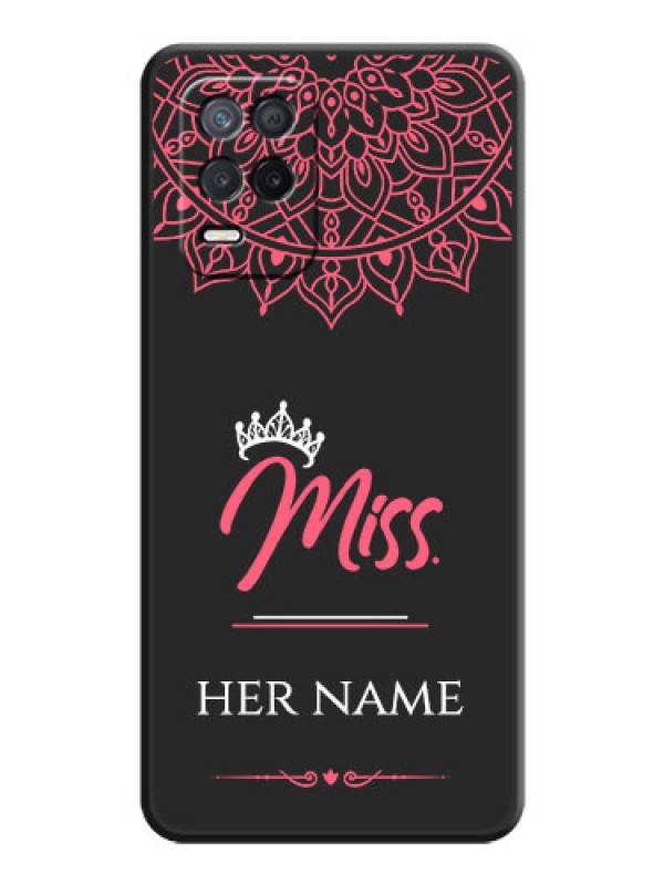 Custom Mrs Name with Floral Design on Space Black Personalized Soft Matte Phone Covers - Realme 9 5G