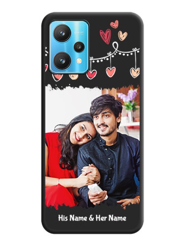 Custom Pink Love Hangings with Name on Space Black Custom Soft Matte Phone Cases - Realme 9 Pro 5G
