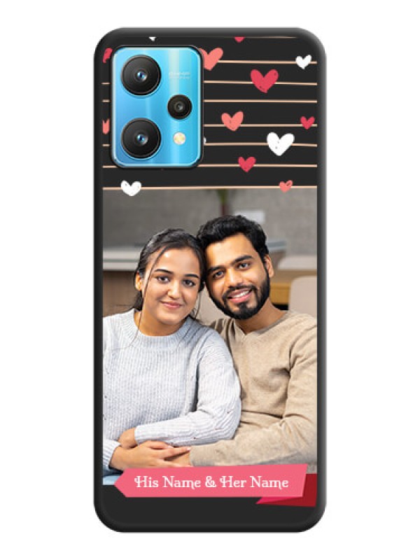 Custom Love Pattern with Name on Pink Ribbon  on Photo on Space Black Soft Matte Back Cover - Realme 9 Pro 5G