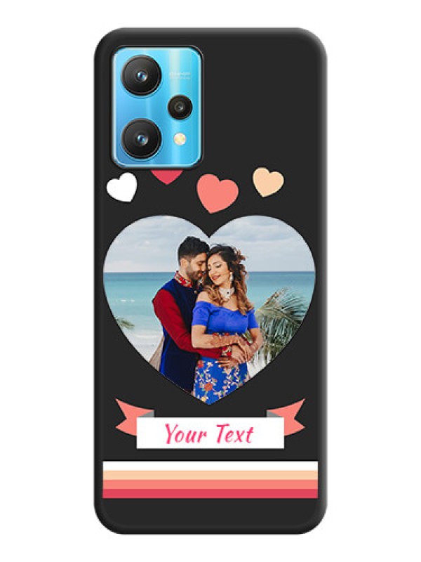 Custom Love Shaped Photo with Colorful Stripes on Personalised Space Black Soft Matte Cases - Realme 9 Pro 5G