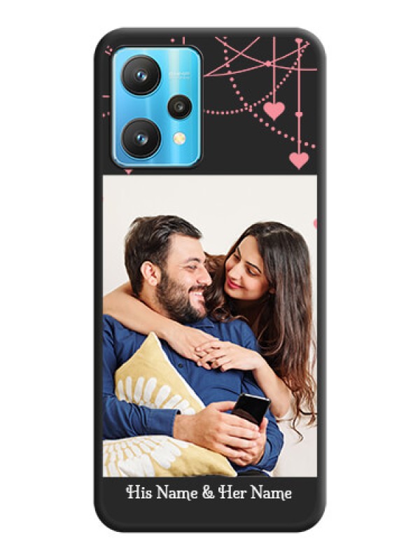 Custom Pink Love Hangings with Text on Space Black Custom Soft Matte Back Cover - Realme 9 Pro 5G