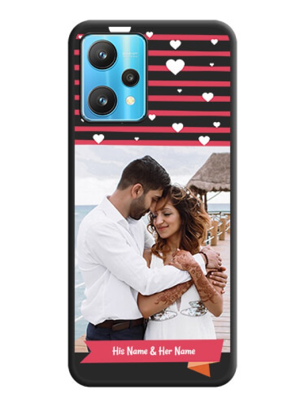 Custom White Color Love Symbols with Pink Lines Pattern on Space Black Custom Soft Matte Phone Cases - Realme 9 Pro 5G