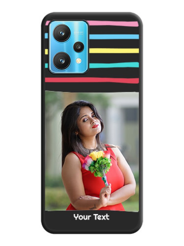 Custom Multicolor Lines with Image on Space Black Personalized Soft Matte Phone Covers - Realme 9 Pro 5G