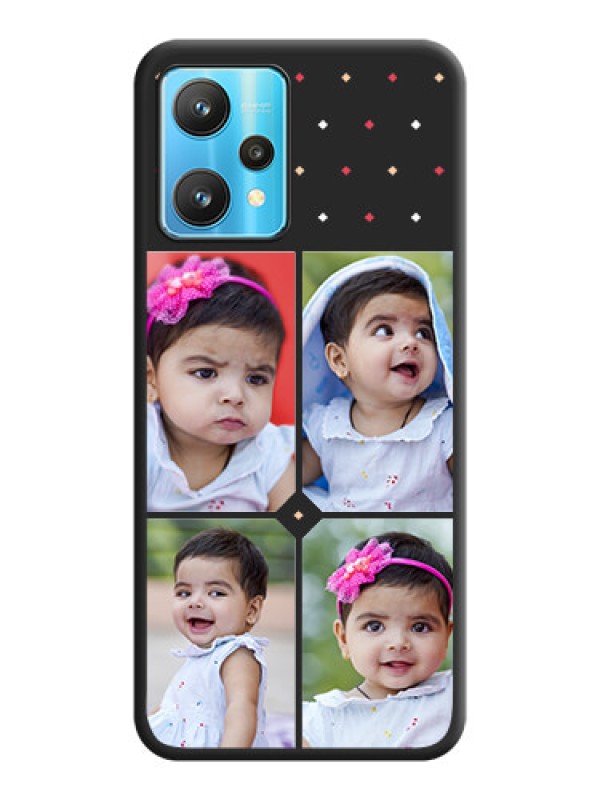 Custom Multicolor Dotted Pattern with 4 Image Holder on Space Black Custom Soft Matte Phone Cases - Realme 9 Pro 5G