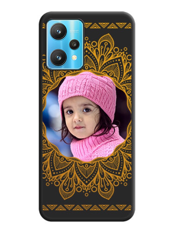 Custom Round Image with Floral Design on Photo on Space Black Soft Matte Mobile Cover - Realme 9 Pro 5G