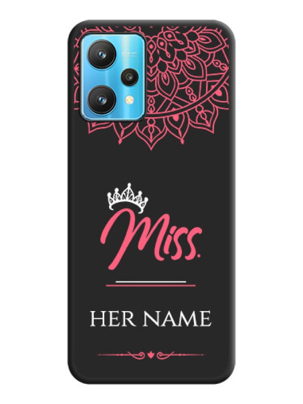 Custom Mrs Name with Floral Design on Space Black Personalized Soft Matte Phone Covers - Realme 9 Pro 5G