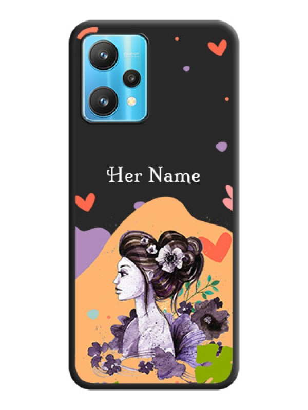 Custom Namecase For Her With Fancy Lady Image On Space Black Personalized Soft Matte Phone Covers -Realme 9 Pro 5G