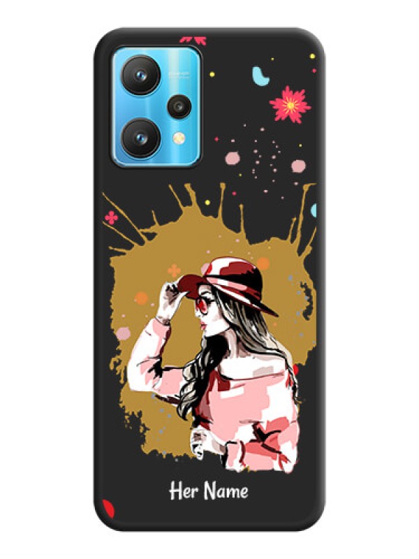 Custom Mordern Lady With Color Splash Background With Custom Text On Space Black Personalized Soft Matte Phone Covers -Realme 9 Pro 5G