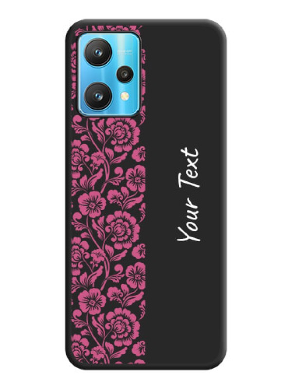 Custom Pink Floral Pattern Design With Custom Text On Space Black Personalized Soft Matte Phone Covers -Realme 9 Pro 5G