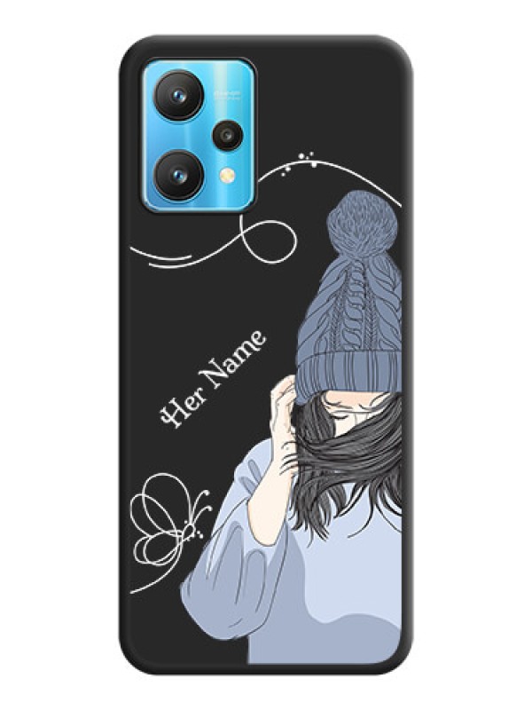 Custom Girl With Blue Winter Outfiit Custom Text Design On Space Black Personalized Soft Matte Phone Covers -Realme 9 Pro 5G
