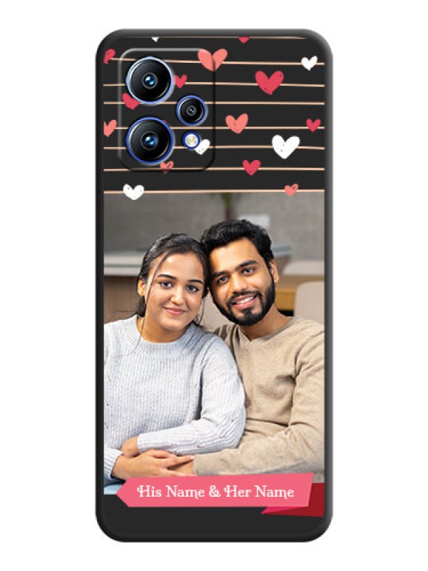 Custom Love Pattern with Name on Pink Ribbon  on Photo on Space Black Soft Matte Back Cover - Realme 9 Pro Plus 5G
