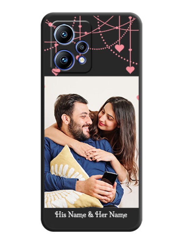 Custom Pink Love Hangings with Text on Space Black Custom Soft Matte Back Cover - Realme 9 Pro Plus 5G