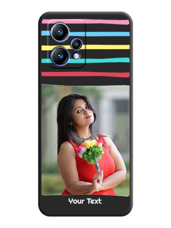 Custom Multicolor Lines with Image on Space Black Personalized Soft Matte Phone Covers - Realme 9 Pro Plus 5G