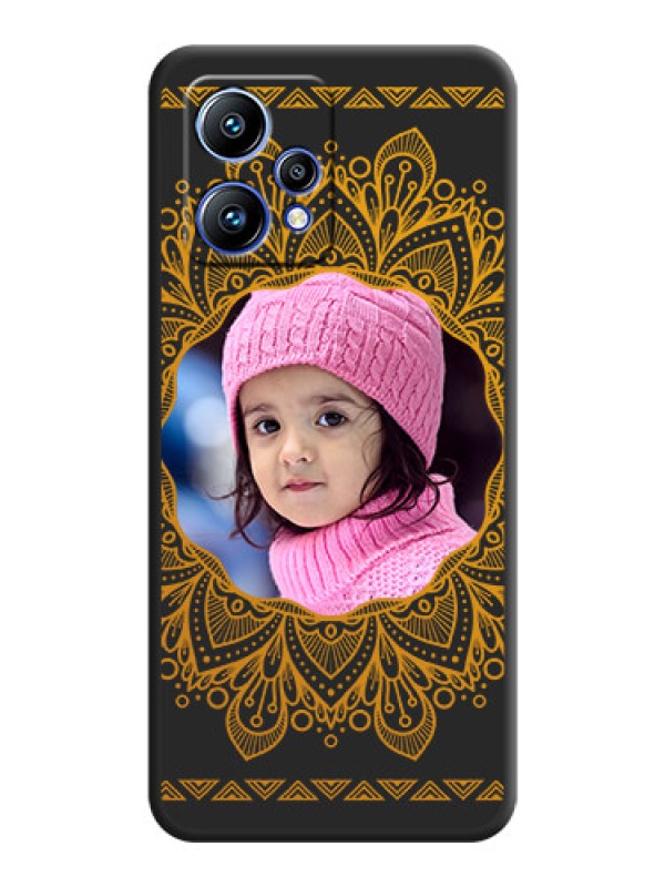 Custom Round Image with Floral Design on Photo on Space Black Soft Matte Mobile Cover - Realme 9 Pro Plus 5G