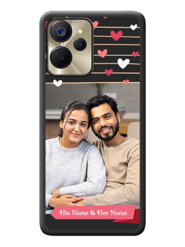 Custom Love Pattern with Name on Pink Ribbon  on Photo on Space Black Soft Matte Back Cover - Realme 9i 5G