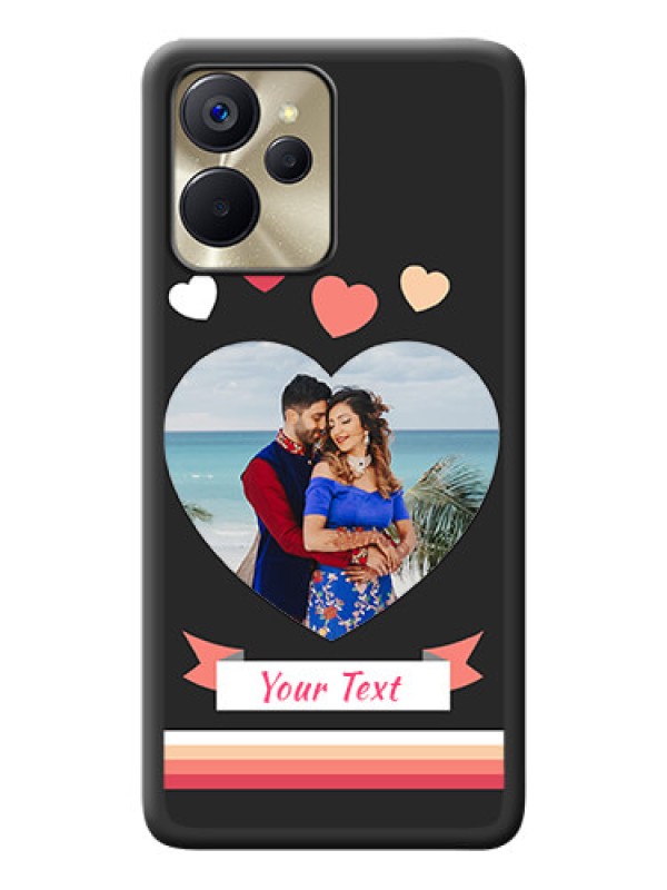 Custom Love Shaped Photo with Colorful Stripes on Personalised Space Black Soft Matte Cases - Realme 9i 5G