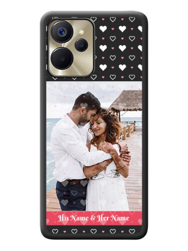 Custom White Color Love Symbols with Text Design on Photo on Space Black Soft Matte Phone Cover - Realme 9i 5G