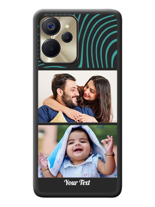Custom Wave Pattern with 2 Image Holder on Space Black Personalized Soft Matte Phone Covers - Realme 9i 5G