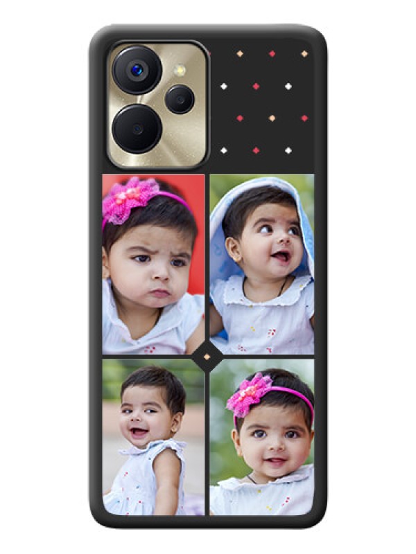 Custom Multicolor Dotted Pattern with 4 Image Holder on Space Black Custom Soft Matte Phone Cases - Realme 9i 5G