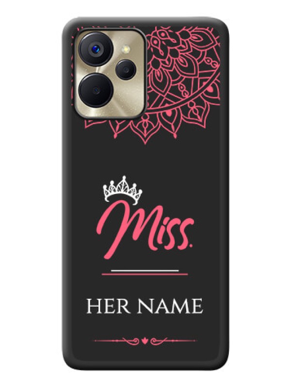 Custom Mrs Name with Floral Design on Space Black Personalized Soft Matte Phone Covers - Realme 9i 5G