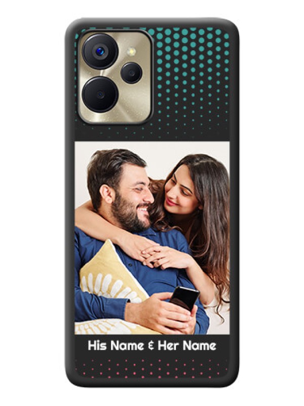 Custom Faded Dots with Grunge Photo Frame and Text on Space Black Custom Soft Matte Phone Cases - Realme 9i 5G