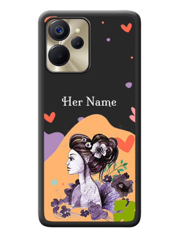 Custom Namecase For Her With Fancy Lady Image On Space Black Personalized Soft Matte Phone Covers -Realme 9I 5G