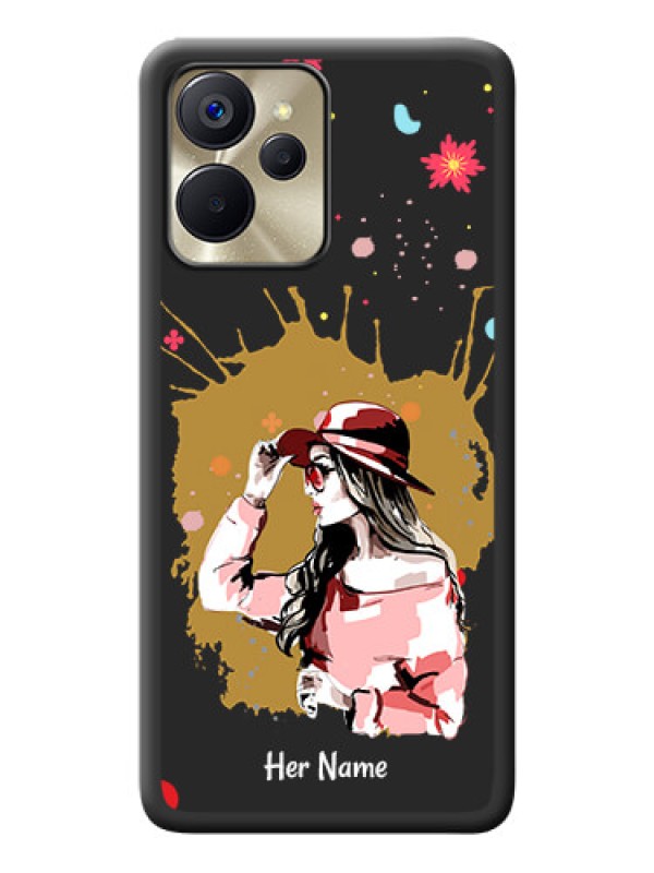 Custom Mordern Lady With Color Splash Background With Custom Text On Space Black Personalized Soft Matte Phone Covers -Realme 9I 5G