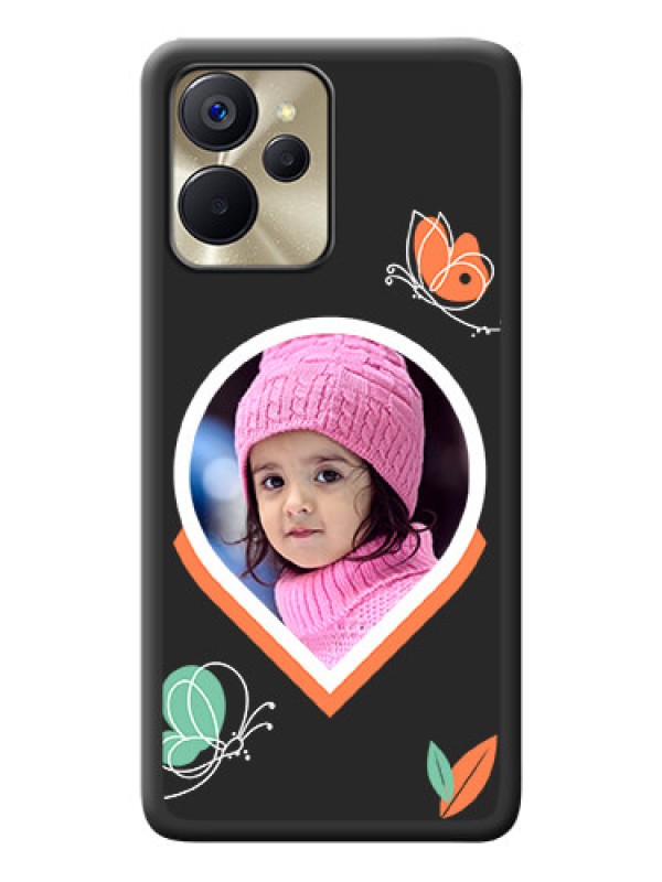 Custom Upload Pic With Simple Butterly Design On Space Black Personalized Soft Matte Phone Covers -Realme 9I 5G
