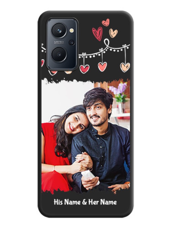 Custom Pink Love Hangings with Name on Space Black Custom Soft Matte Phone Cases - Realme 9i