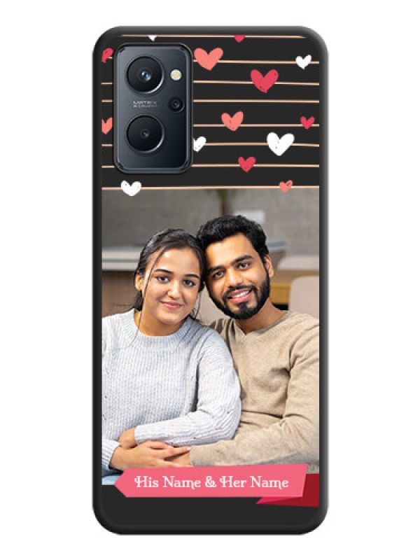 Custom Love Pattern with Name on Pink Ribbon  on Photo on Space Black Soft Matte Back Cover - Realme 9i